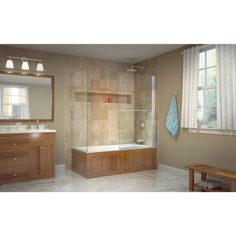 Aqua 56" x 58" Frameless Chrome Pivot Tub Door