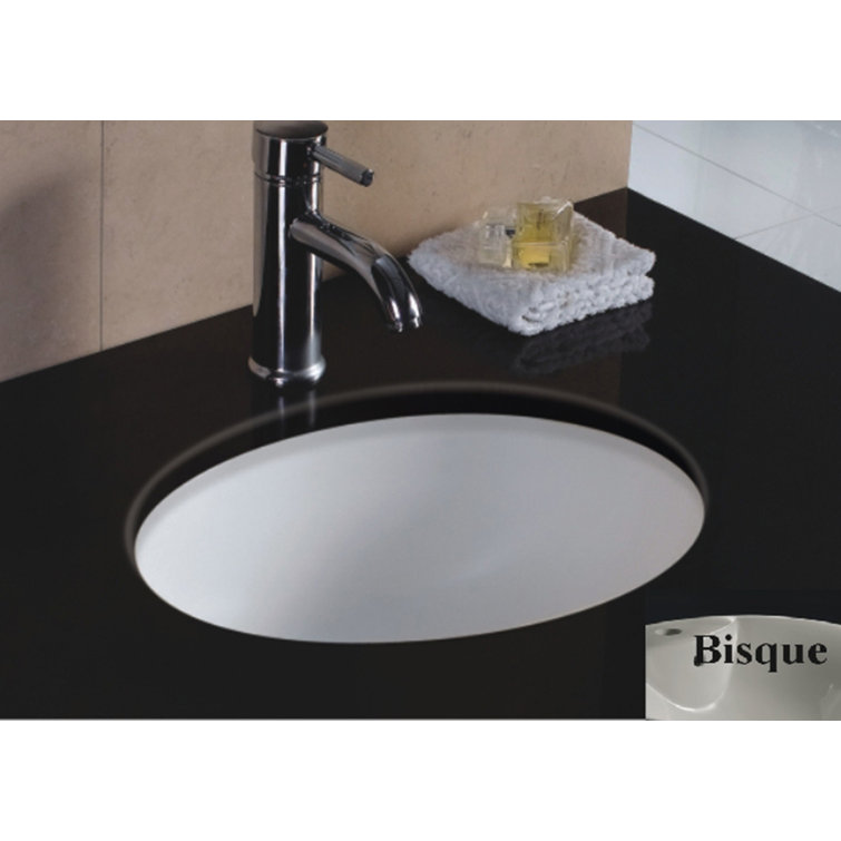 17'' Bisque Ceramic Oval Undermount Bathroom Sink