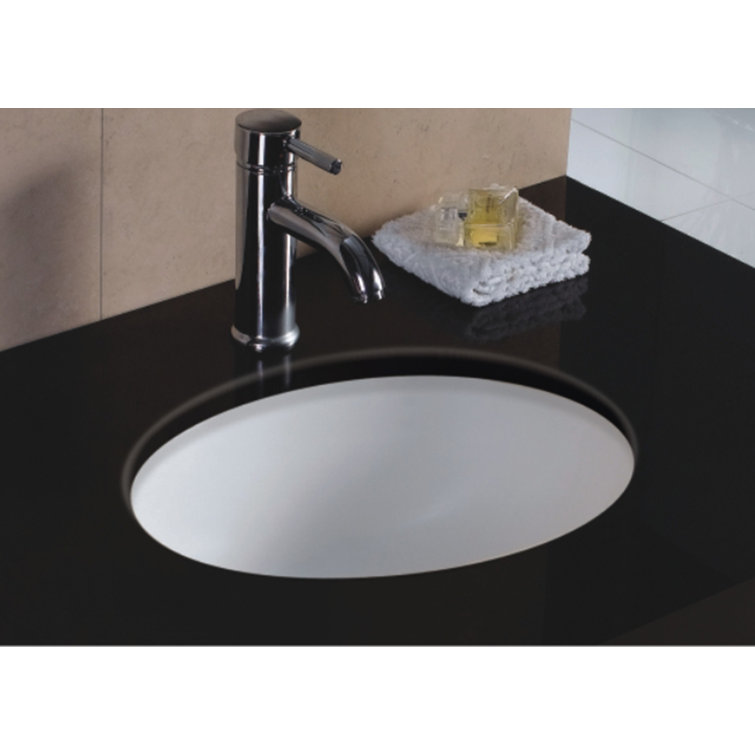 White 17'' Ceramic Oval Undermount Bathroom Sink
