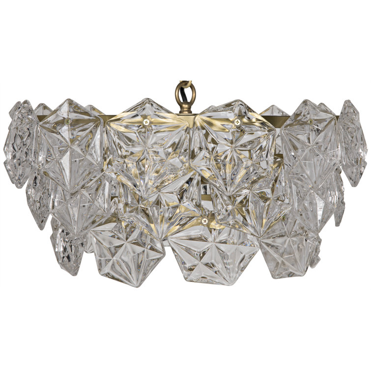 Neive Antique Brass 4-Light Tiered Crystal Chandelier