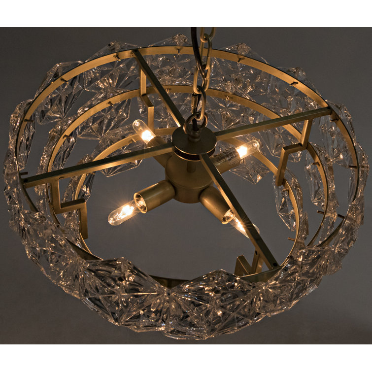 Neive Antique Brass 4-Light Tiered Crystal Chandelier