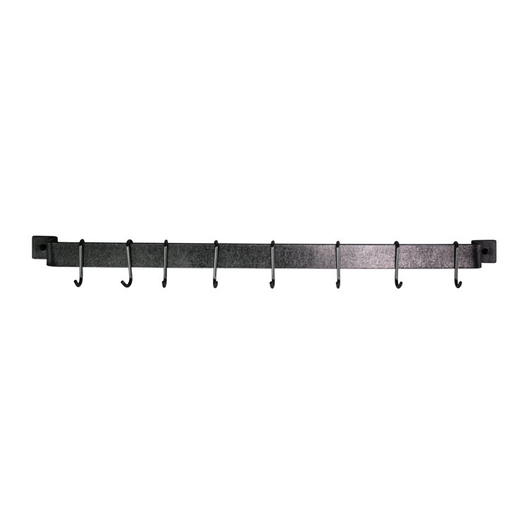 Handcrafted Hammered Steel 36" Wall Rack with 6 Hooks
