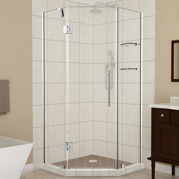 Merrick GS 42" x 72" Frameless Chrome Hinged Shower Door with Clear Tempered Glass