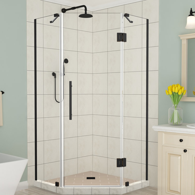 Merrick 38" x 72" Frameless Neo-Angle Shower Enclosure in Oil Rubbed Bronze