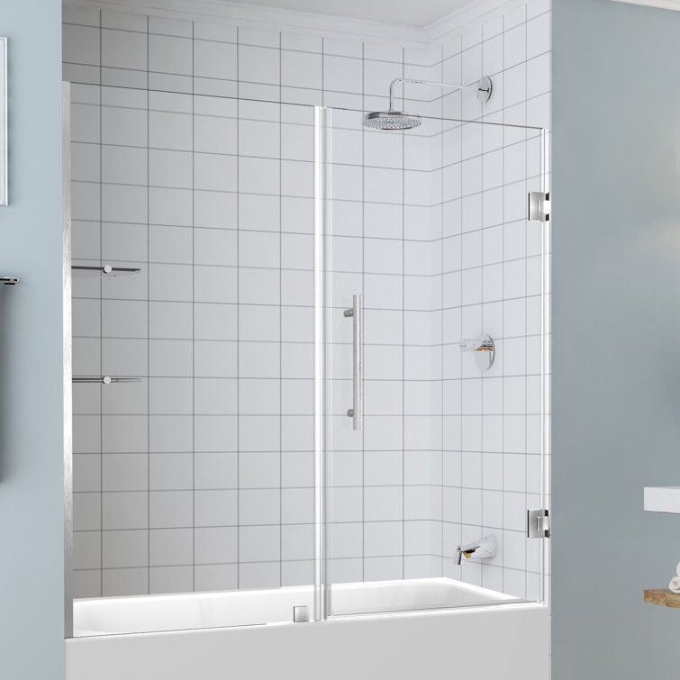 Belmore GS 60" x 60" Frameless Hinged Tub Door with Clear Glass and Stainless Steel Frame
