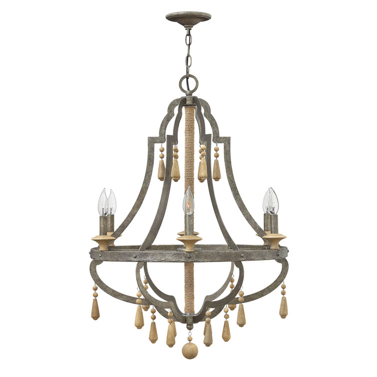 Cordoba Distressed Iron 8-Light Bohemian Chandelier with Wood Accents