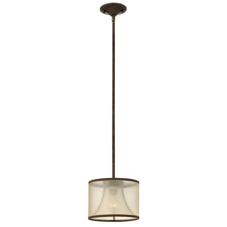 French Bronze Mini Pendant with Amber Sheer Shade