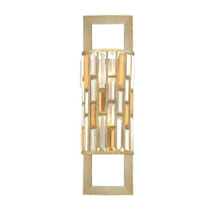 Gemma Silver Leaf 2-Light Candelabra Sconce with Crystal Prisms