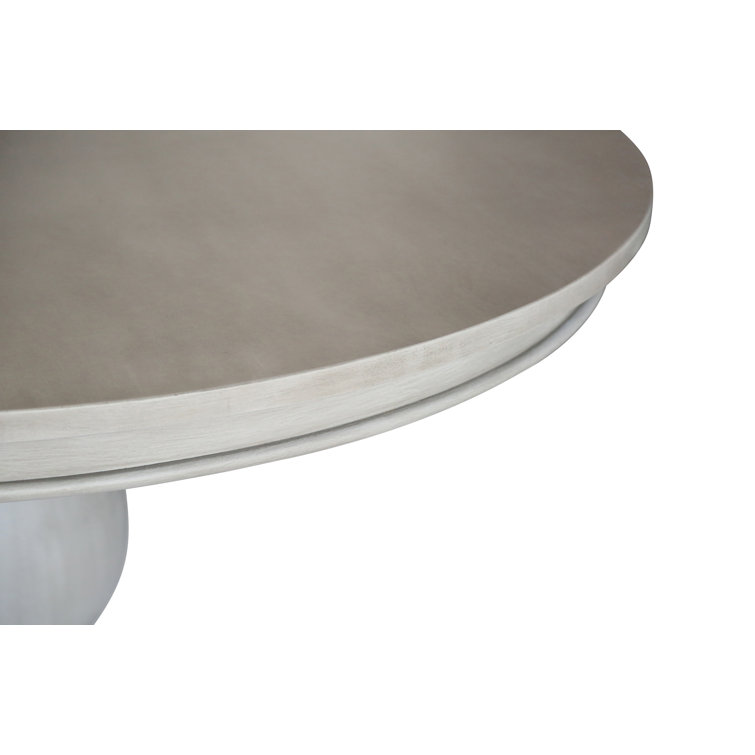 Aged French Gray Round Solid Wood Pedestal Dining Table