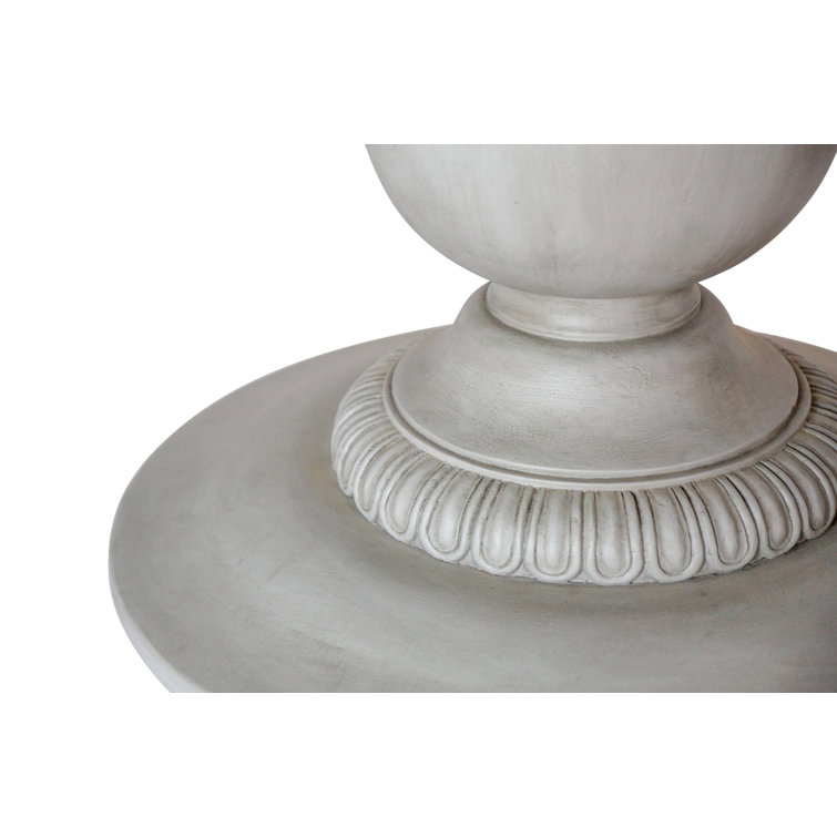 Aged French Gray Round Solid Wood Pedestal Dining Table