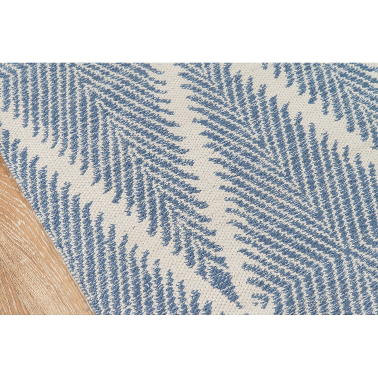 Denim and White Diamond Pattern Rectangular Area Rug