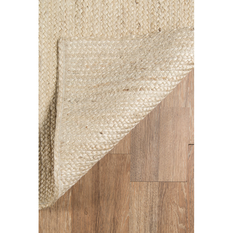 Small Beige Handmade Wool Rectangular Accent Rug