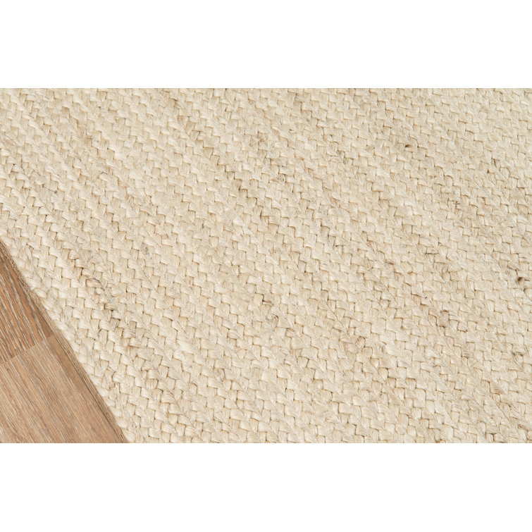Small Beige Handmade Wool Rectangular Accent Rug
