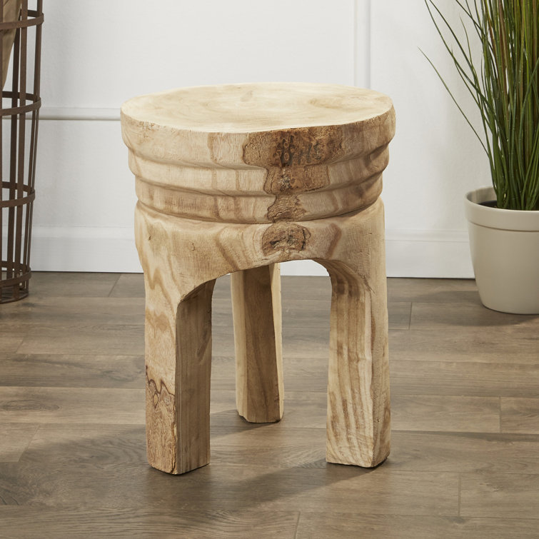 Mesa Natural Wood Handmade Side Table with Unique Bark Detail
