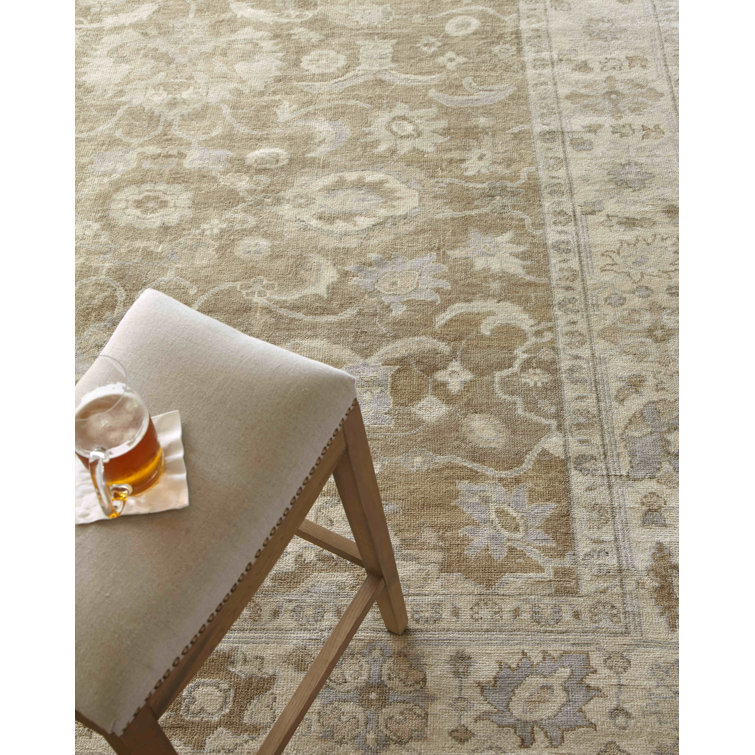 Gray and Brown Hand-Knotted Wool Oriental Area Rug, 12' x 15'