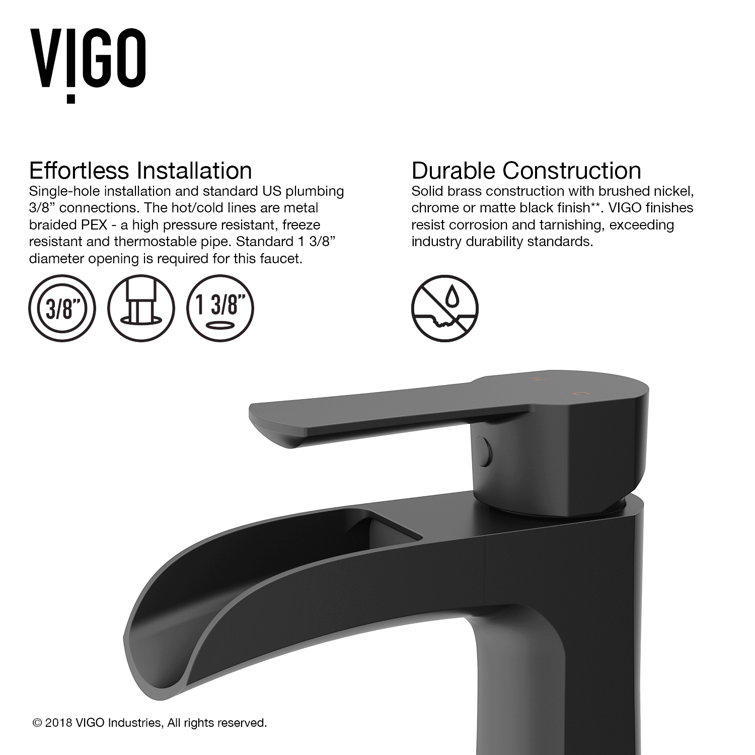 Paloma 6 3/4" Matte Black Brass Single Hole Bathroom Faucet