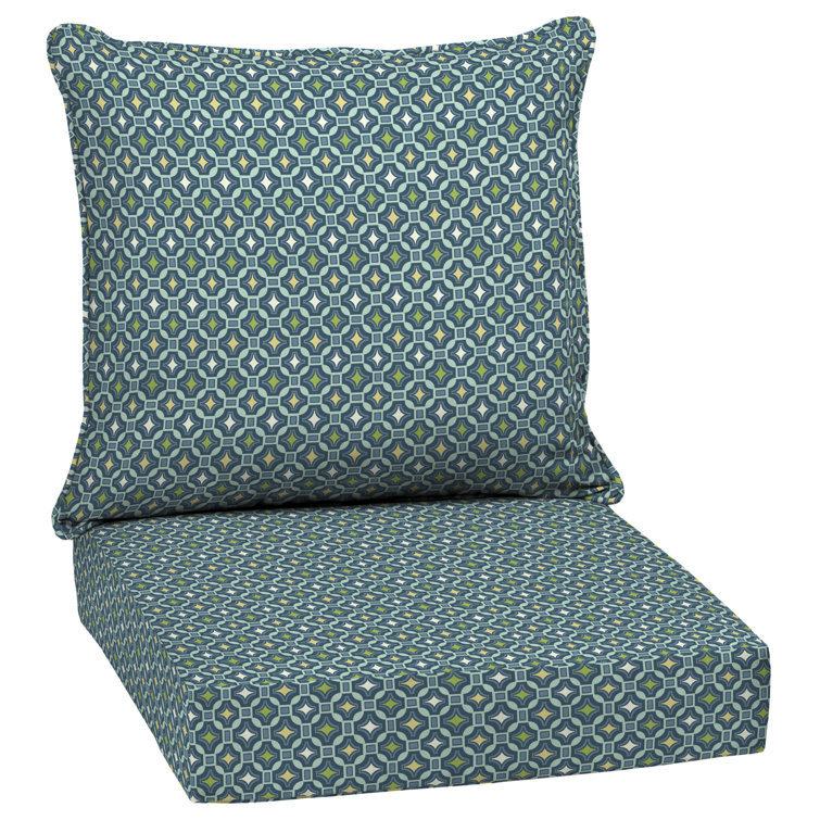 Clark Blue Outdoor Deep Seat Cushion Set with Medallion Pattern