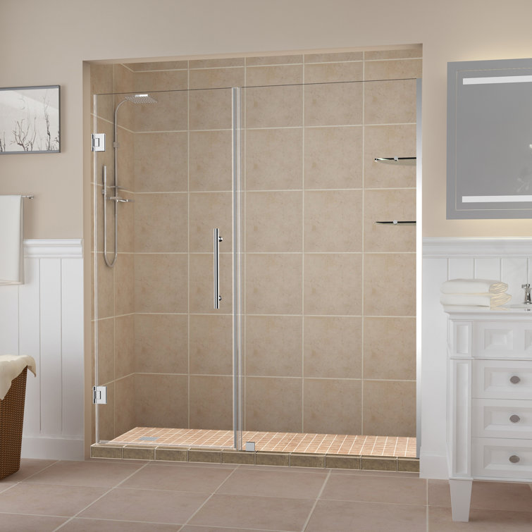 Belmore GS 69" Chrome Frameless Hinged Shower Door with Clear Glass