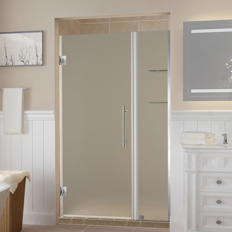Belmore GS 68" x 72" Frameless Frosted Glass Hinged Shower Door in Chrome