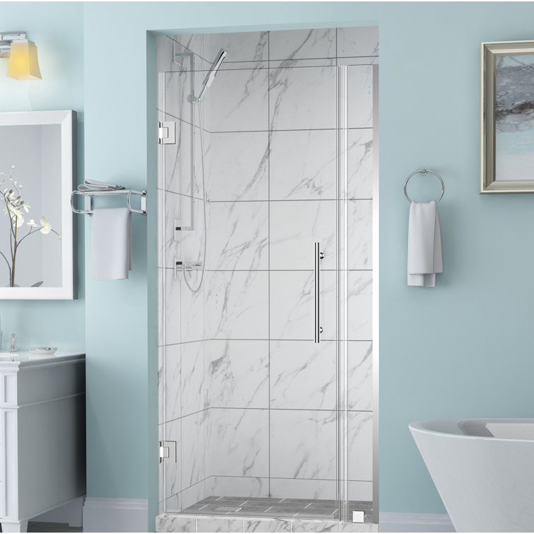 Belmore 66 x 72 Frameless Chrome Hinged Shower Door with Tempered Glass