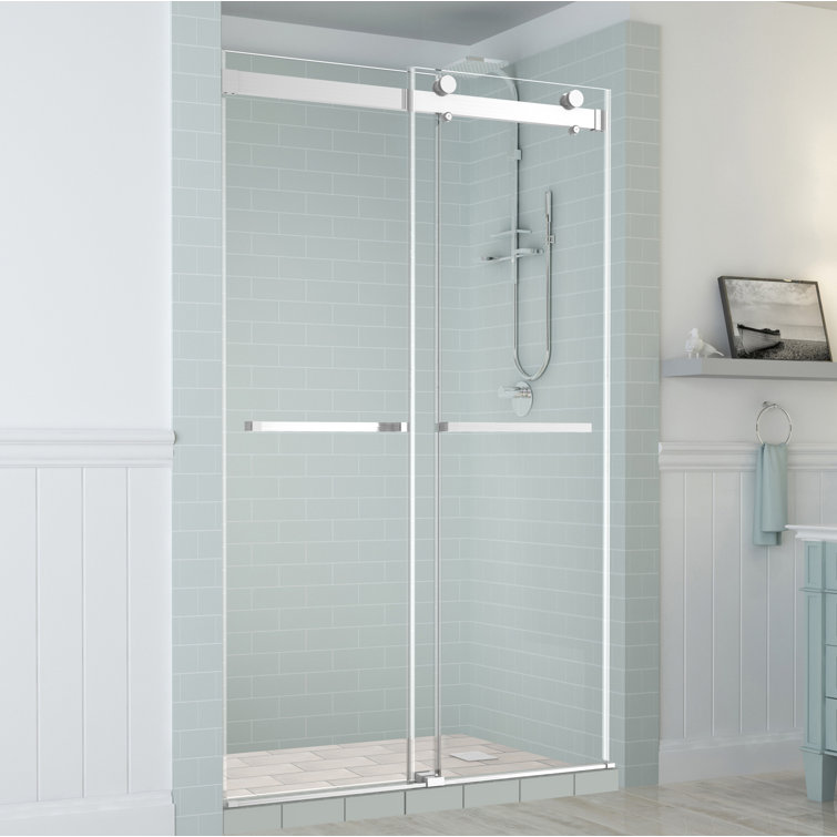 Rivage 76" Frameless Sliding Shower Door in Stainless Steel