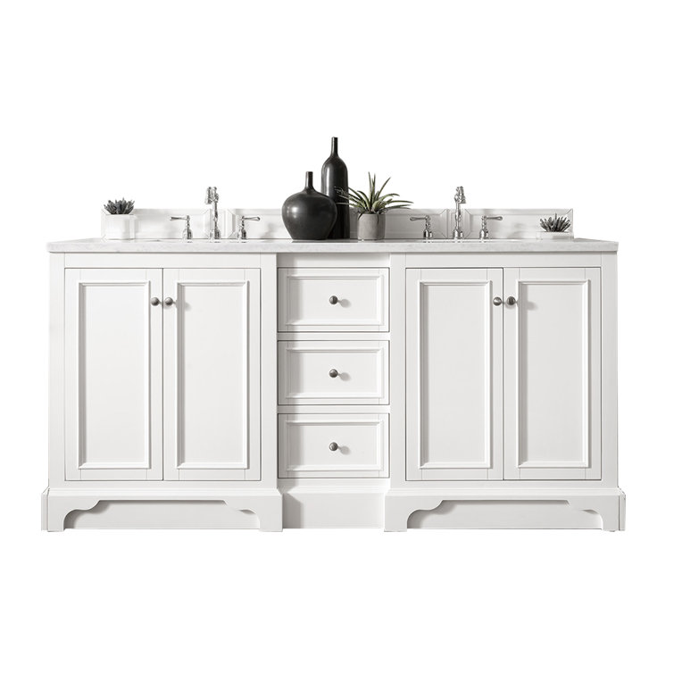 Bright White 72" Double Freestanding Plywood Vanity Cabinet