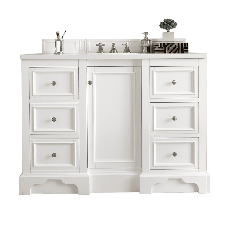 Bright White 48" Poplar and MDF Single Vanity Base