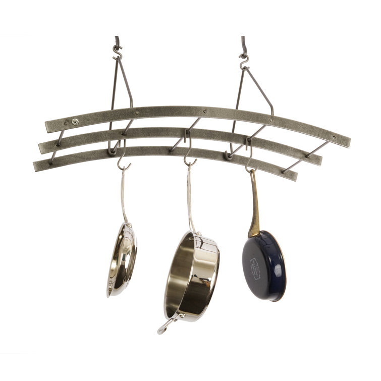 Reversible Hammered Steel Ceiling Pot Rack with Hooks