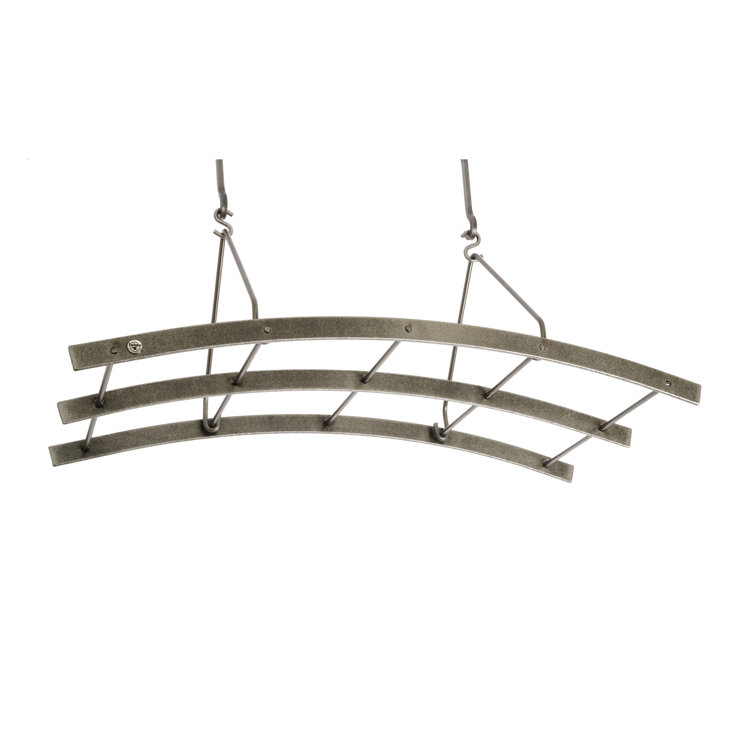 Reversible Hammered Steel Ceiling Pot Rack with Hooks