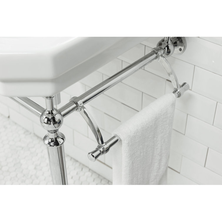 Wellington 24" White Ceramic Console Sink with Chrome Stand