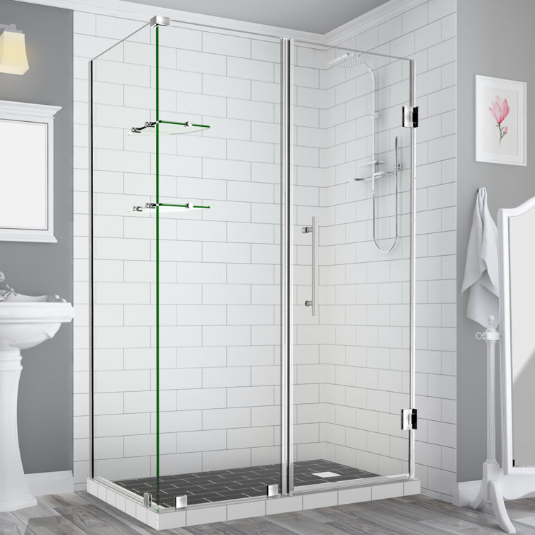 Bromley GS 70" x 72" Clear Glass Frameless Hinged Shower Enclosure