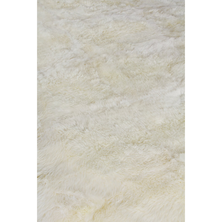 Ivory Sheepskin High Pile Flat Woven Area Rug