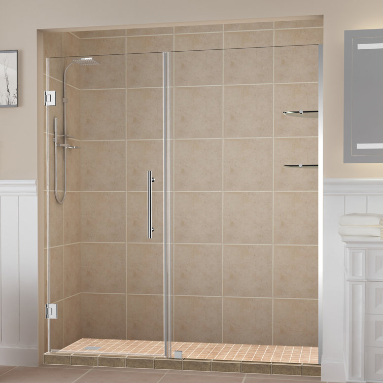 Belmore GS 72" Frosted Glass Frameless Hinged Shower Door with Chrome Hardware