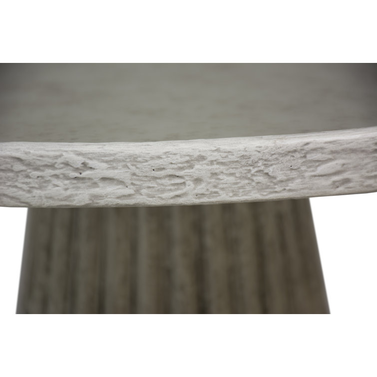Transitional Antique White Mirrored Round End Table