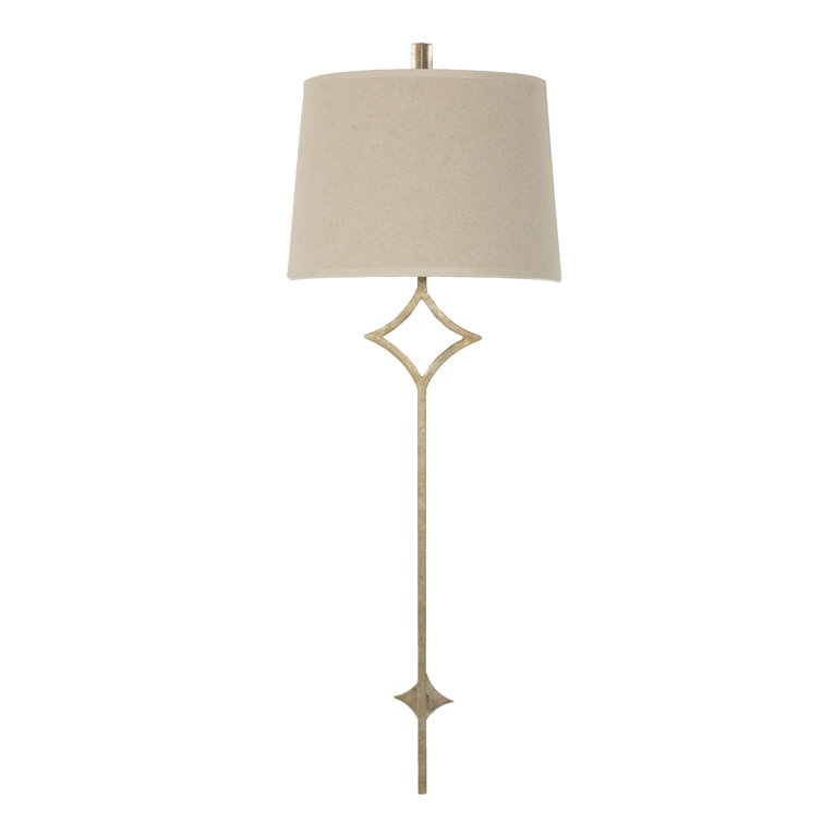 Antique Silver Wall Sconce with Natural Linen Shade