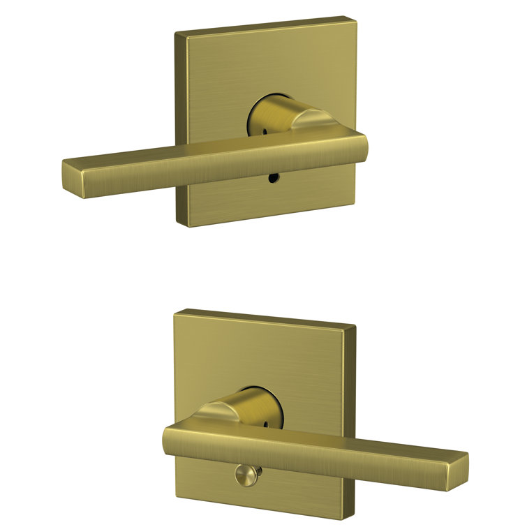 Satin Brass Universal Interior Door Lever with Collins Trim