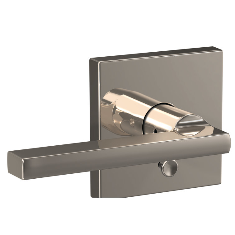 Polished Nickel Modern Square Backplate Door Handle Set