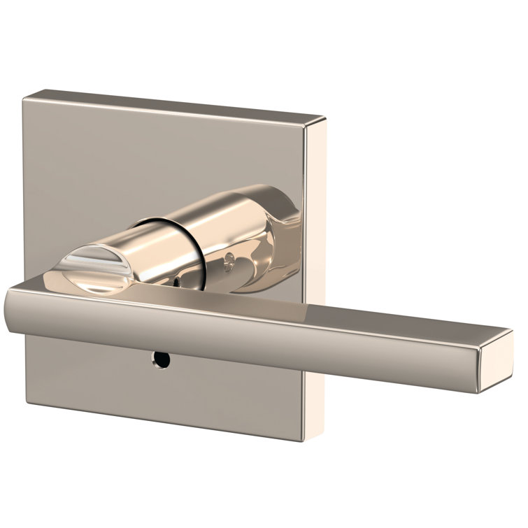 Polished Nickel Modern Square Backplate Door Handle Set