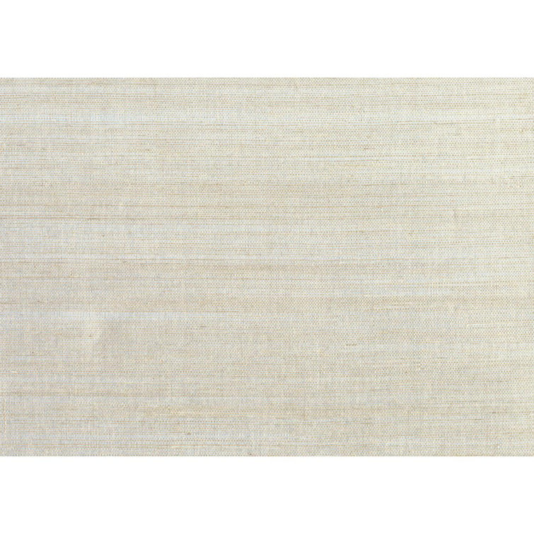 Taupe and Silver Grasscloth Non-Pasted Removable Wallpaper