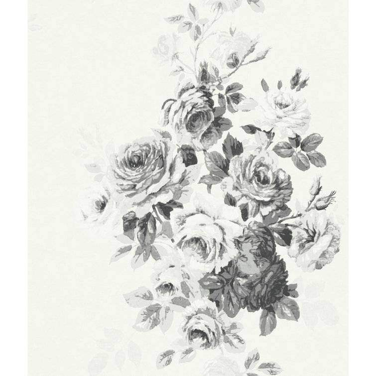 Black and White Floral Vinyl Wallpaper Roll