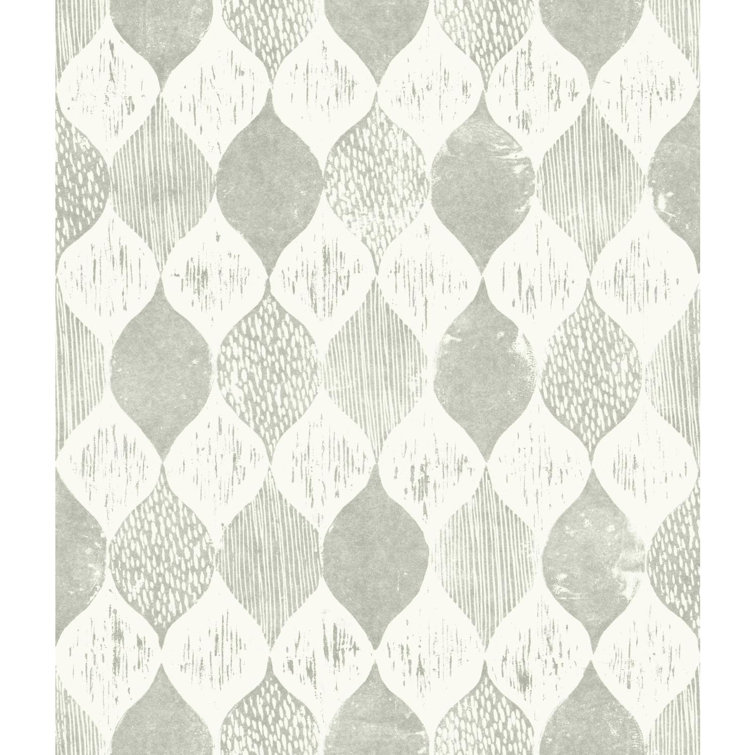 Gray Geometric Vinyl-Coated Washable Wallpaper Roll