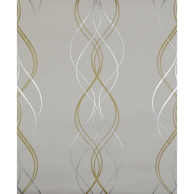 Gold and Pearl Nonwoven Washable Wallpaper Roll