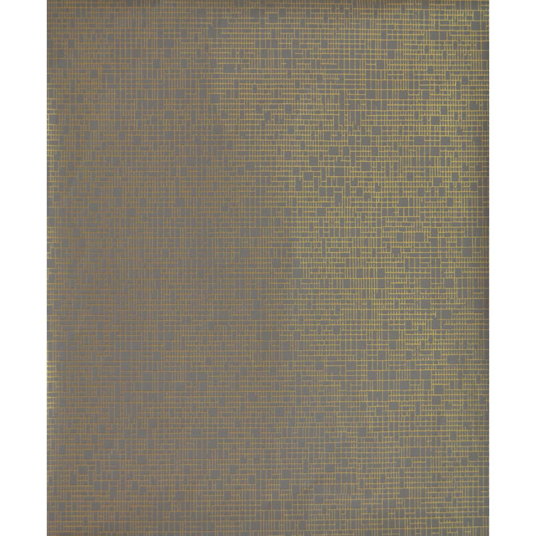 Taupe and Gold Geometric Nonwoven Wallpaper Roll