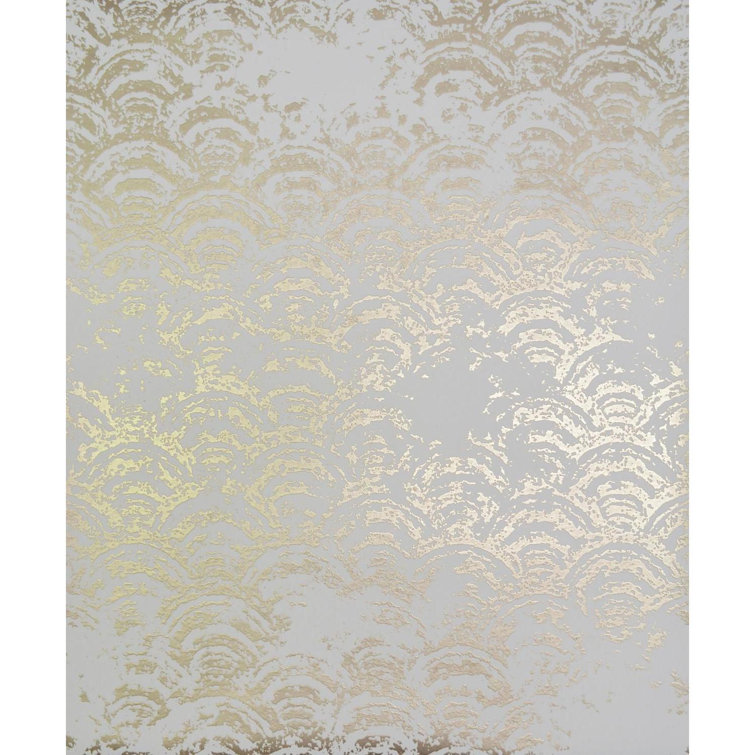 Eclipse White and Gold Nonwoven Washable Wallpaper