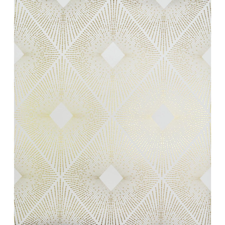 White and Gold Geometric Non-Woven Wallpaper Per Bolt