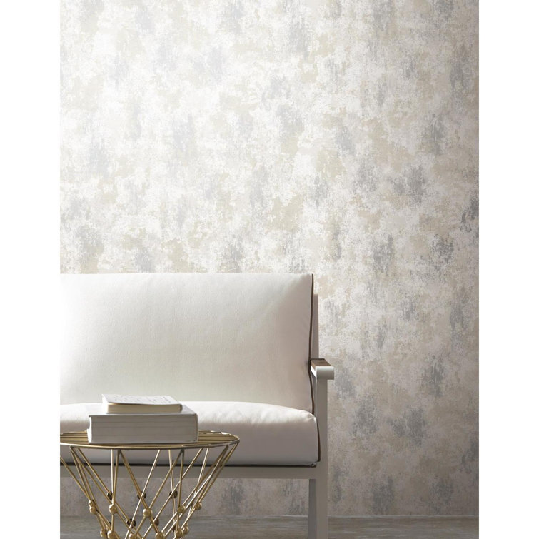 White and Silver Abstract Washable Wallpaper Roll