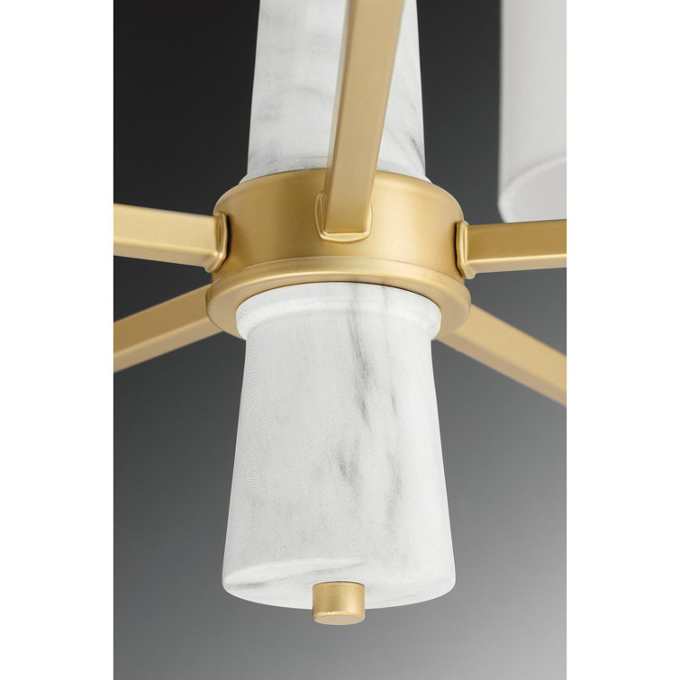 Vintage Gold and White Drum Shade 9-Light Chandelier