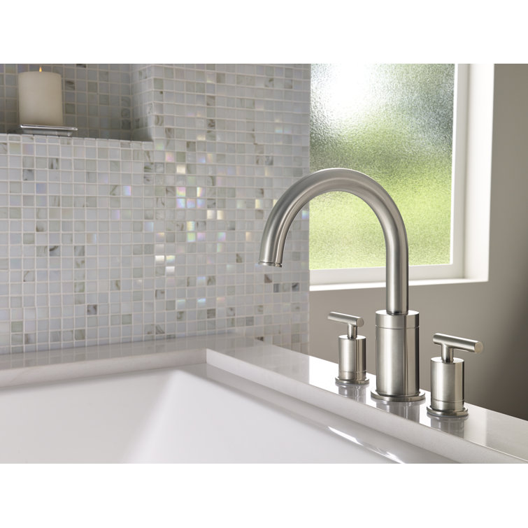 Contempra Brushed Nickel Double Handle Deck-Mount Roman Tub Faucet