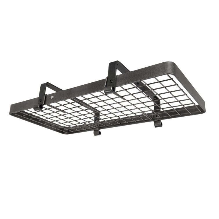Hammered Steel Low Ceiling Rectangle Pot Rack with Grid