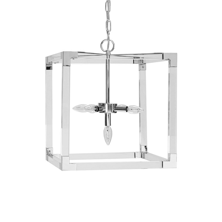 Eli 16'' Polished Nickel and Glass Square Pendant Light
